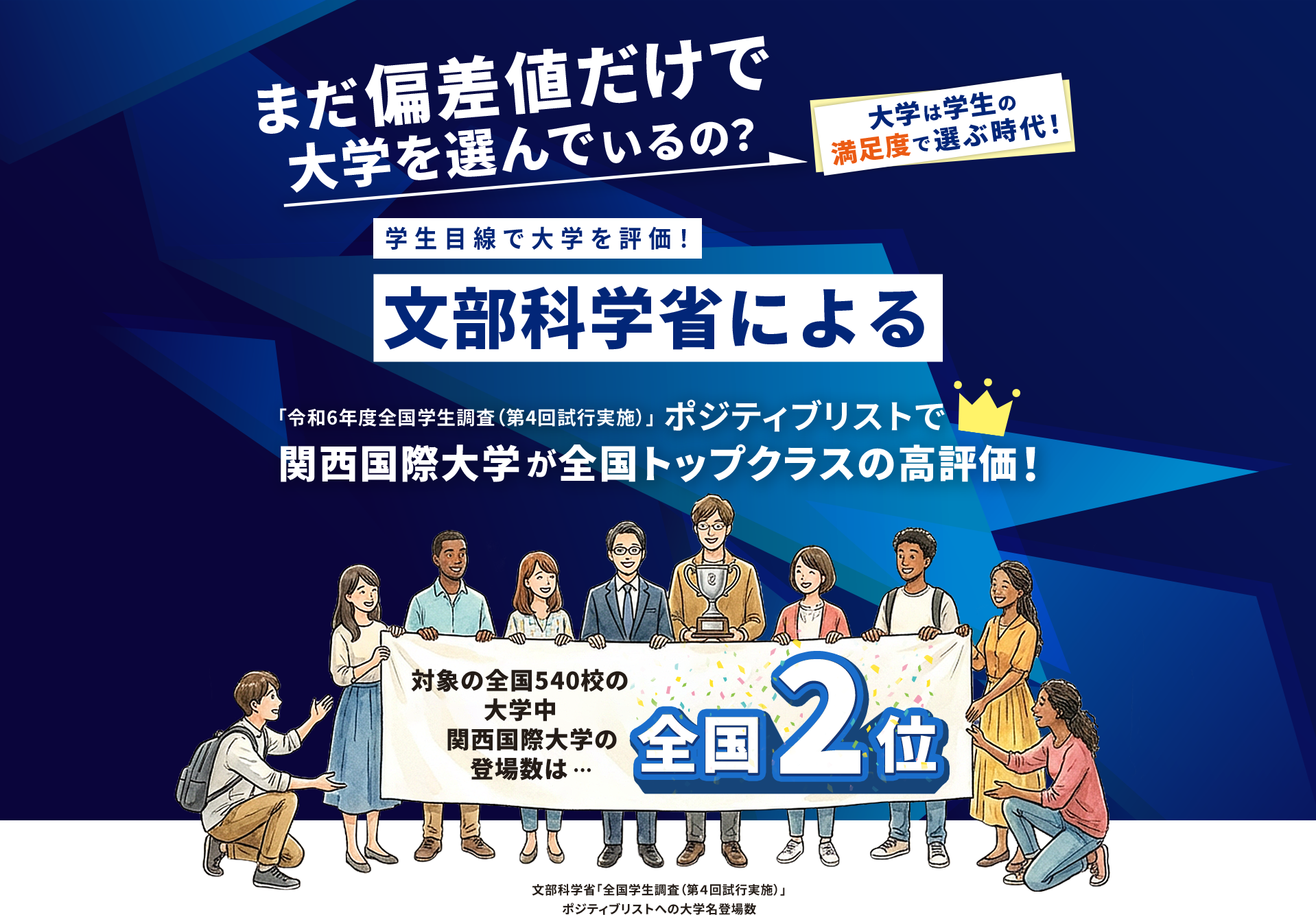 文部科学省による「令和6年度全国学生調査（第4回試行実施）」ポジティブリストで関西国際大学が全国トップクラスの高評価！