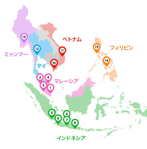 6 Southeast Asian countries 15 major universities